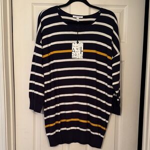 41 Hawthorn Navy and Cream Sweater with Yellow Highlights Sweater NWT